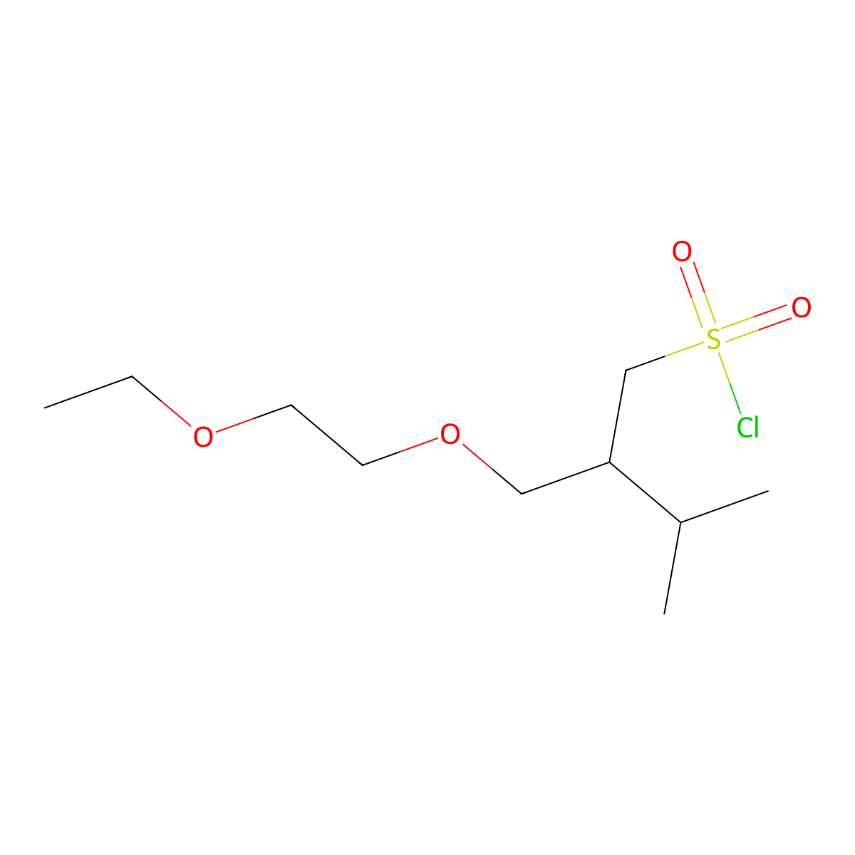 2-((2-Ethoxyethoxy)methyl)-3-methylbutane-1-sulfonyl chloride molecular structure, CAS 1472743-78-4