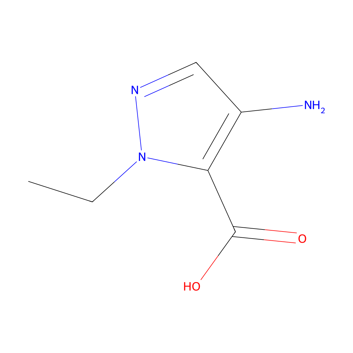 4-amino-1-ethyl-1H-pyrazole-5-carboxylic acid molecular structure, CAS 1472750-86-9