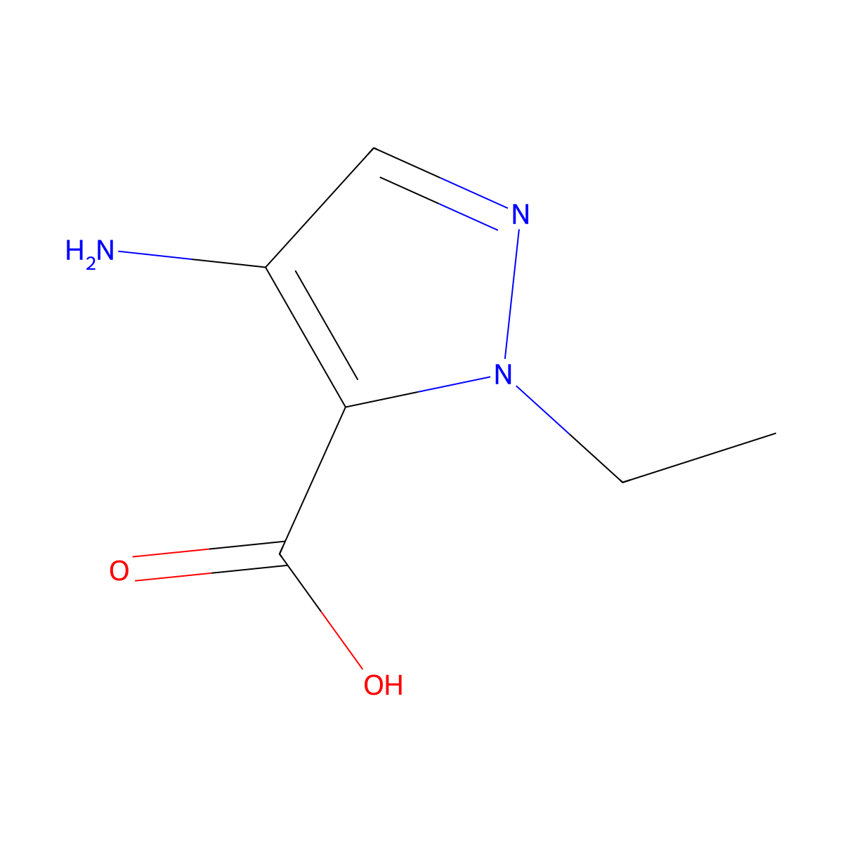 4-amino-1-ethyl-1H-pyrazole-5-carboxylic acid molecular structure, CAS 1472750-86-9