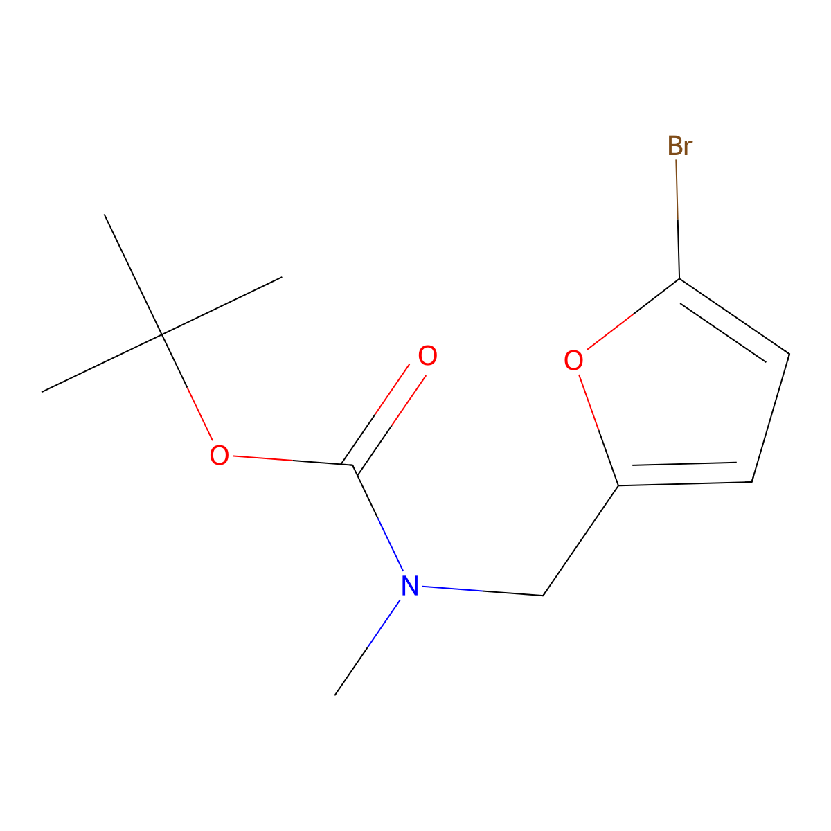 tert-butyl N-[(5-bromofuran-2-yl)methyl]-N-methylcarbamate molecular structure, CAS 1472751-70-4