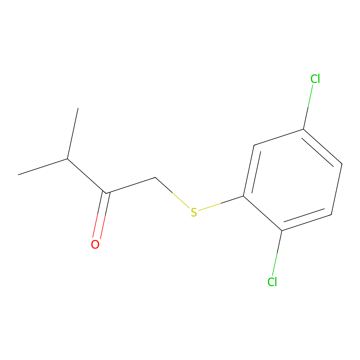 1-((2,5-Dichlorophenyl)thio)-3-methylbutan-2-one molecular structure, CAS 1472757-49-5