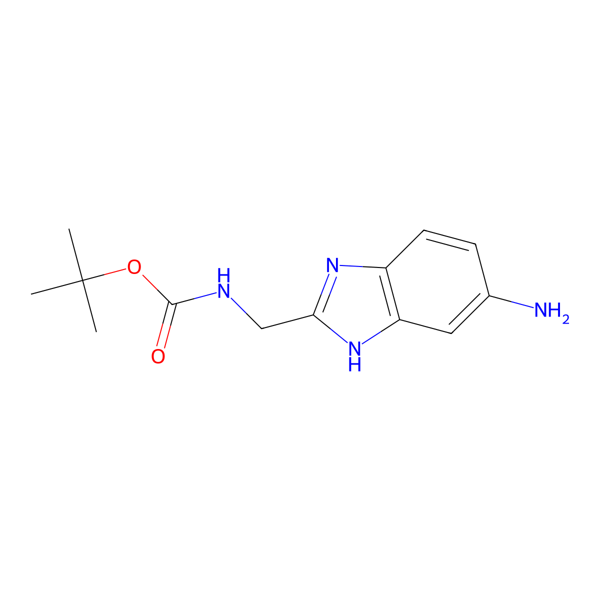 tert-butyl N-((5-amino-1H-1,3-benzodiazol-2-yl)methyl)carbamate molecular structure, CAS 1472803-03-4
