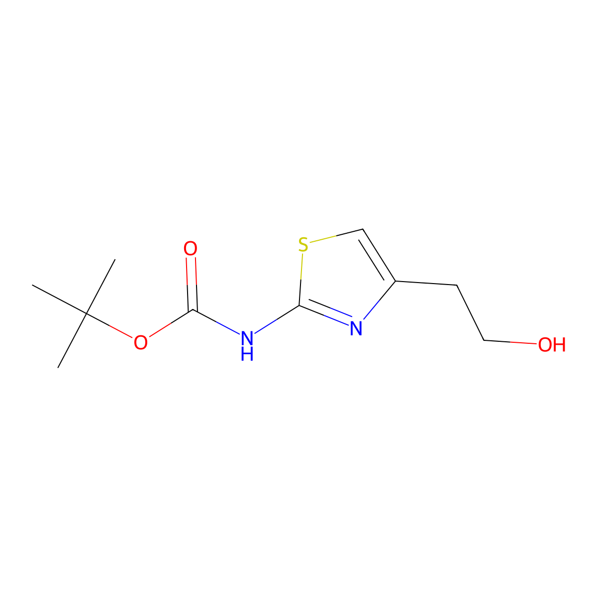 tert-Butyl (4-(2-hydroxyethyl)thiazol-2-yl)carbamate molecular structure, CAS 147284-02-4