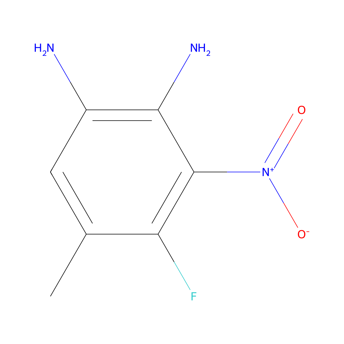 4-Fluoro-5-methyl-3-nitrobenzene-1,2-diamine molecular structure, CAS 147285-81-2