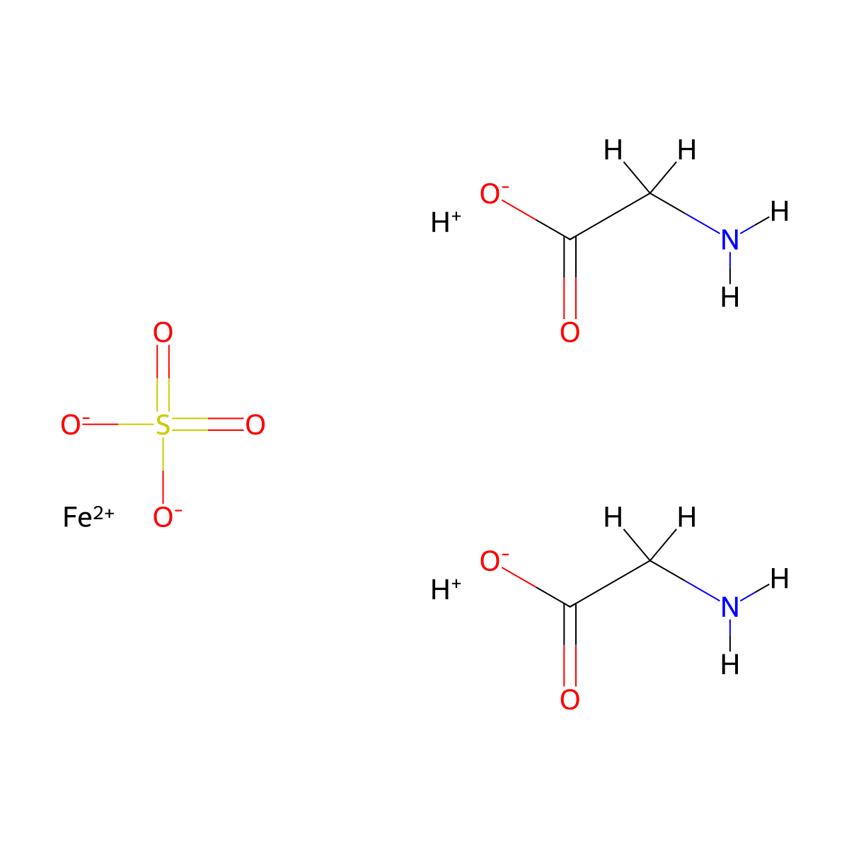 Ferrous glycine sulfate molecular structure, CAS 14729-84-1