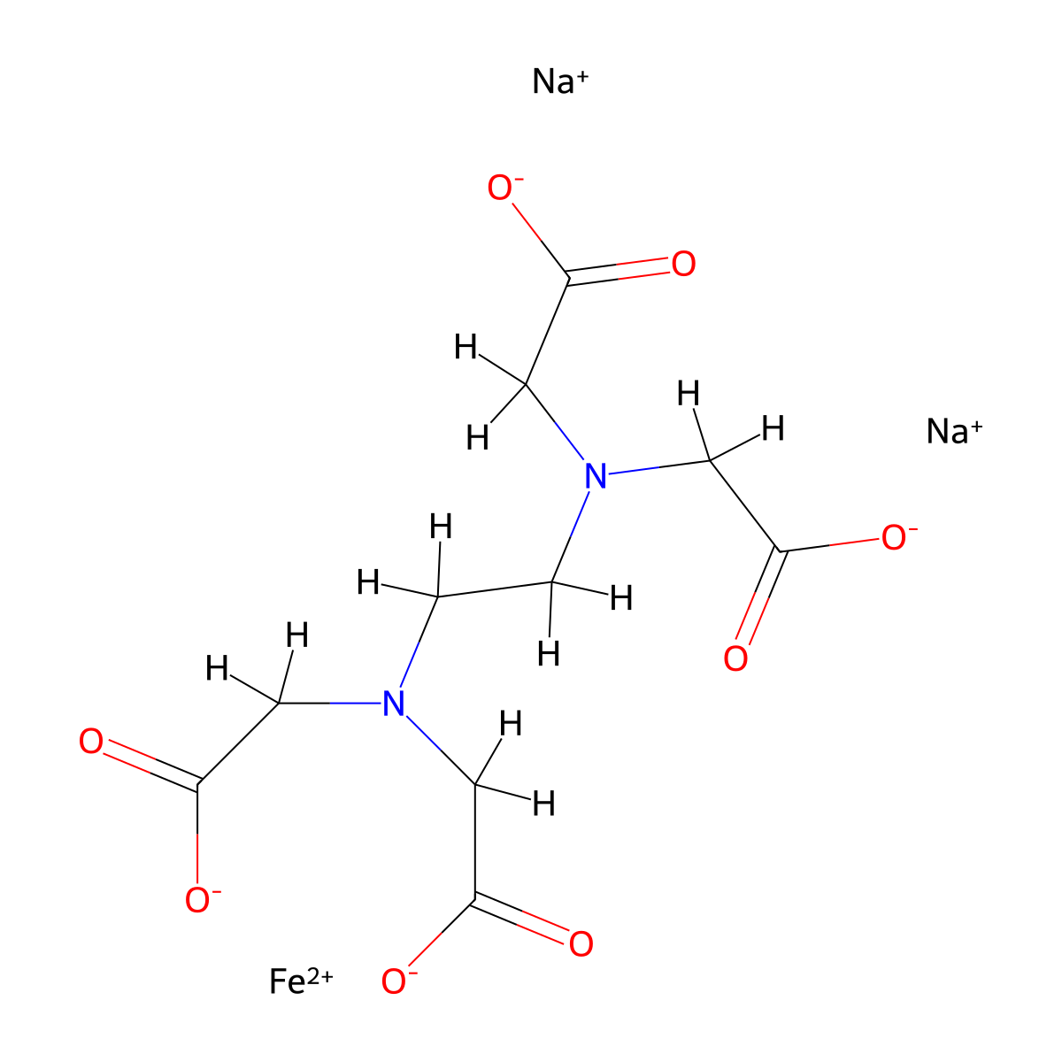 Disodium ferrous EDTA molecular structure, CAS 14729-89-6