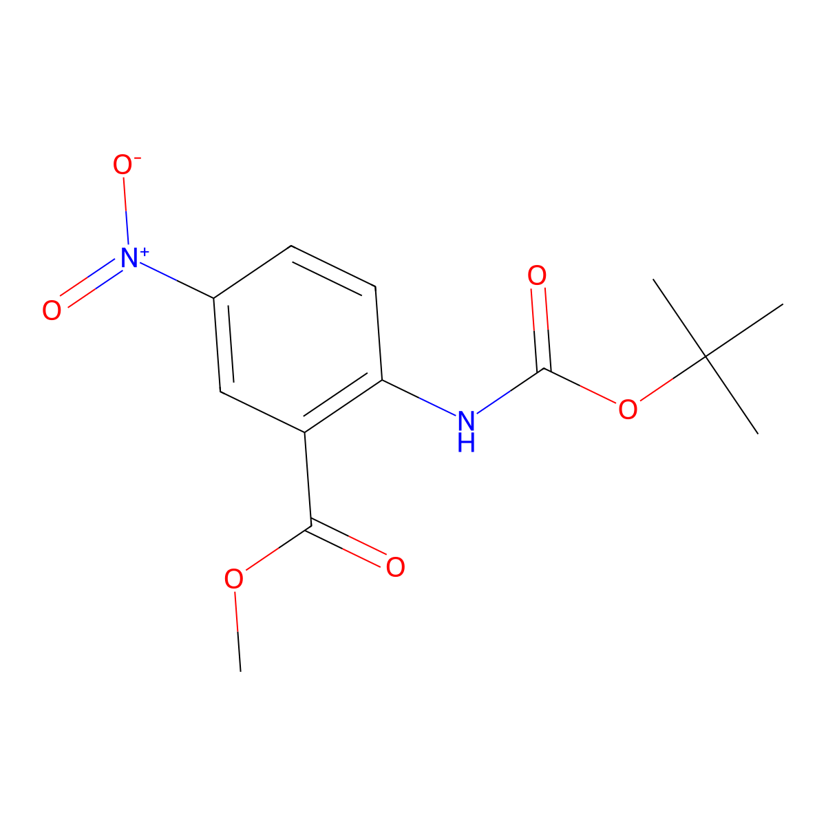 Methyl 2-((tert-butoxycarbonyl)amino)-5-nitrobenzoate molecular structure, CAS 147290-58-2