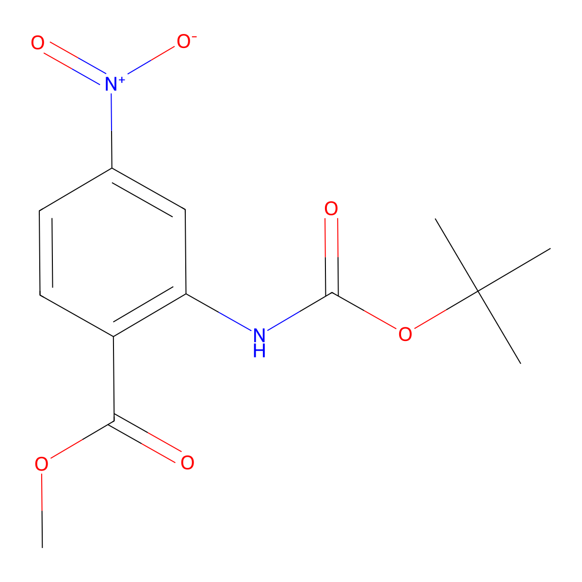 Methyl 2-{[(tert-butoxy)carbonyl]amino}-4-nitrobenzoate molecular structure, CAS 147291-59-6