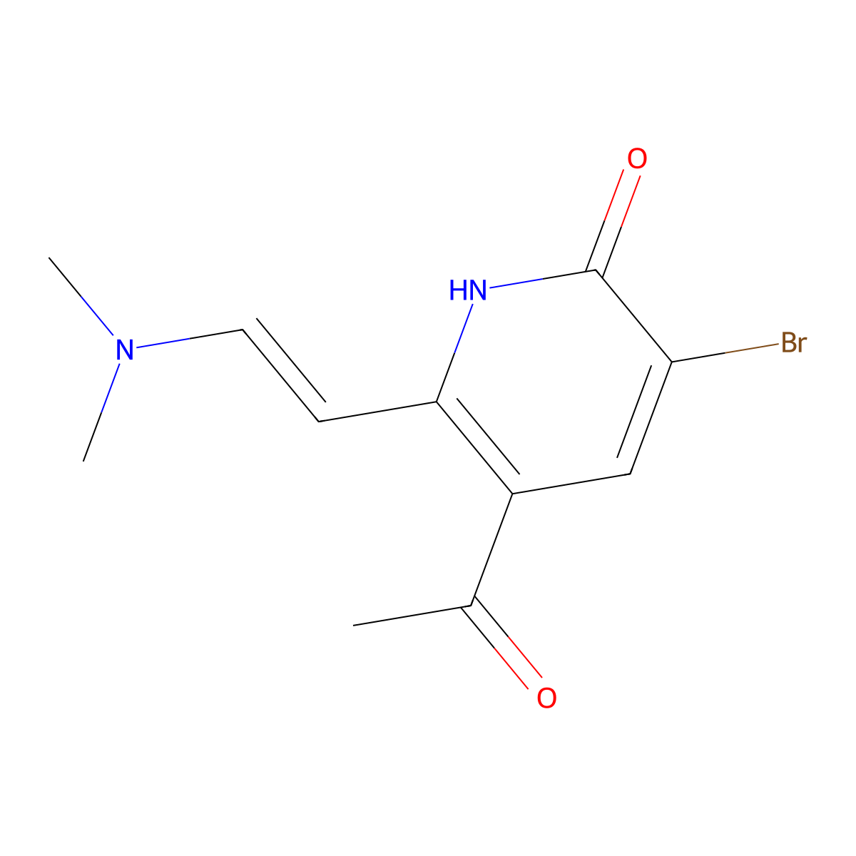 5-acetyl-3-bromo-6-[(E)-2-(dimethylamino)ethenyl]-2(1H)-pyridinone molecular structure, CAS 147293-24-1
