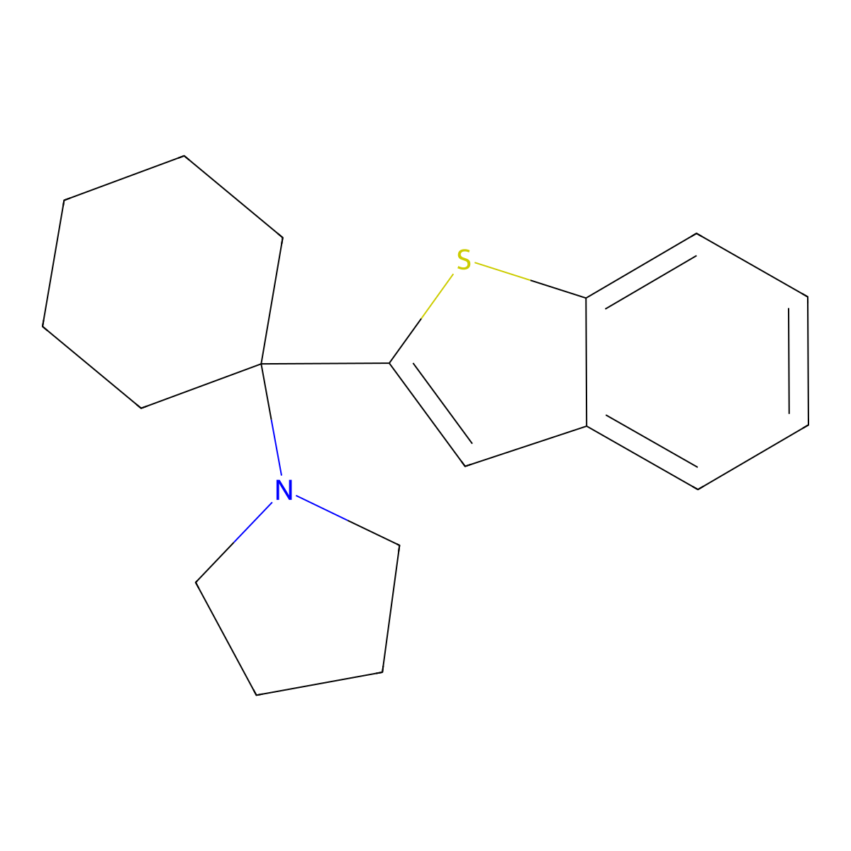 1-(1-(2-Benzo(b)thienyl)cyclohexyl)pyrrolidine molecular structure, CAS 147299-15-8