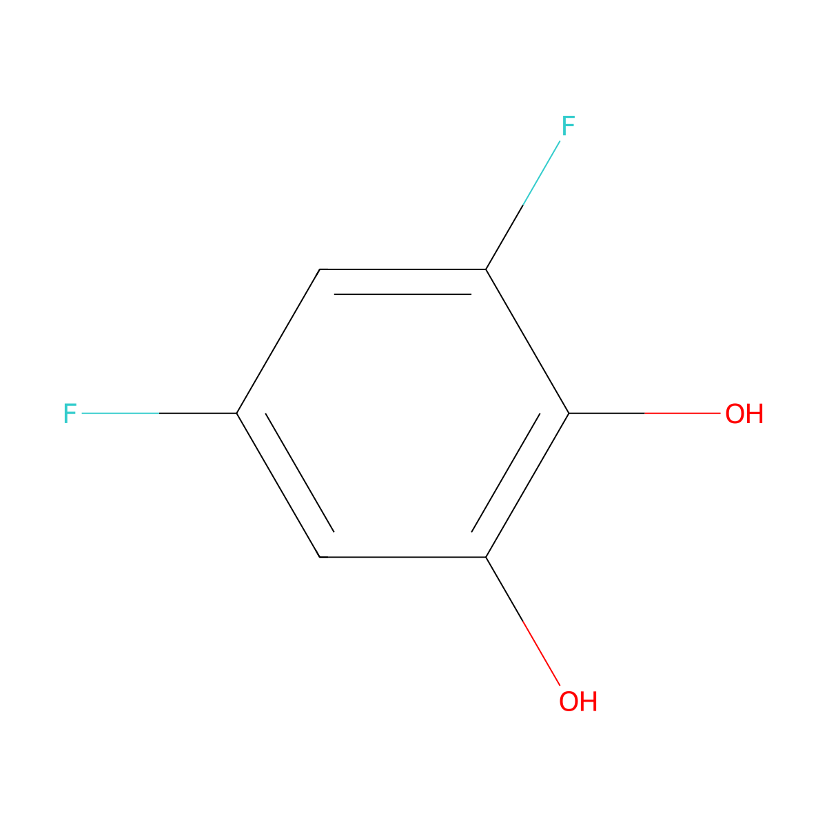 3,5-Difluoro-1,2-benzenediol molecular structure, CAS 147300-09-2