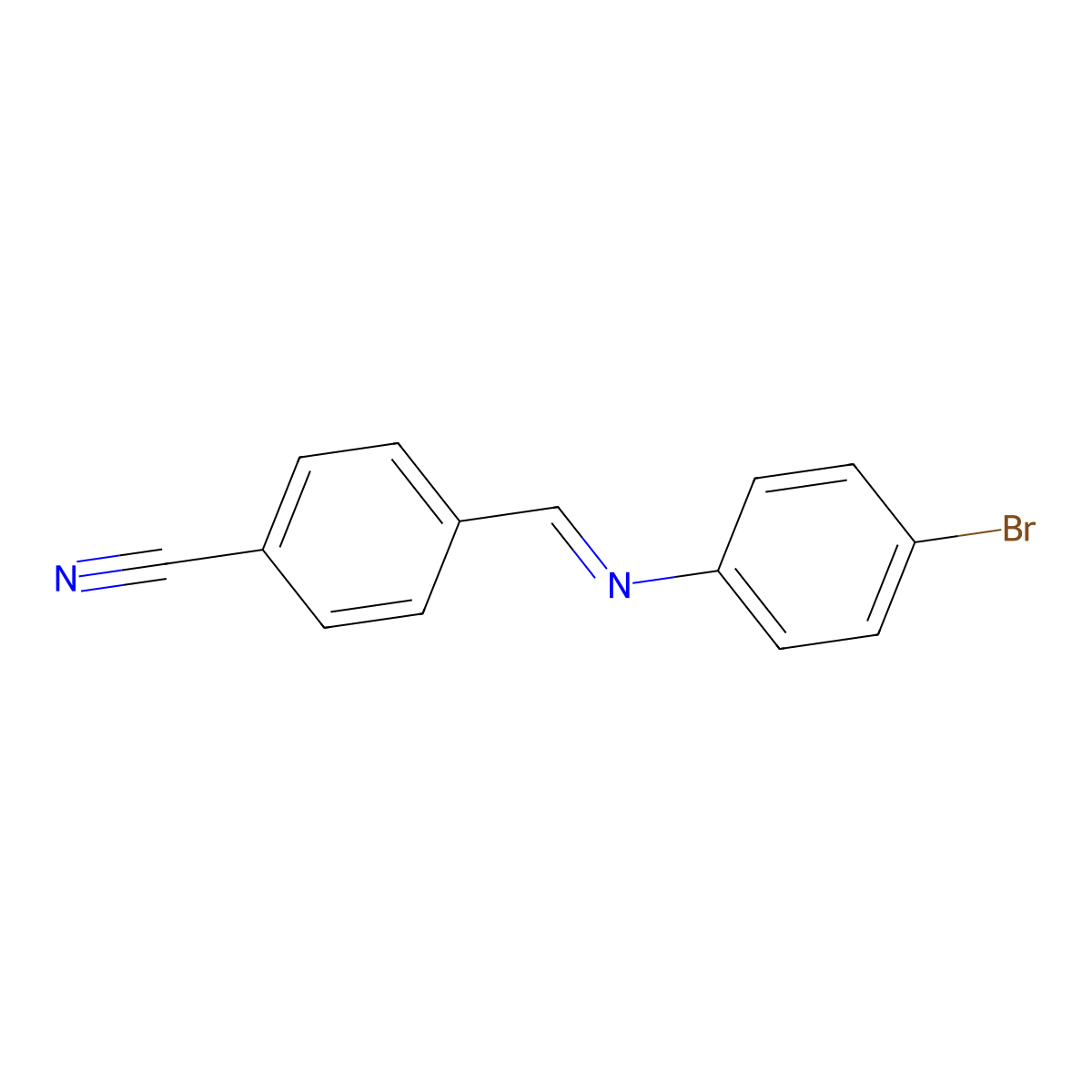 Benzonitrile, 4-[[(4-bromophenyl)imino]methyl]- molecular structure, CAS 147300-16-1