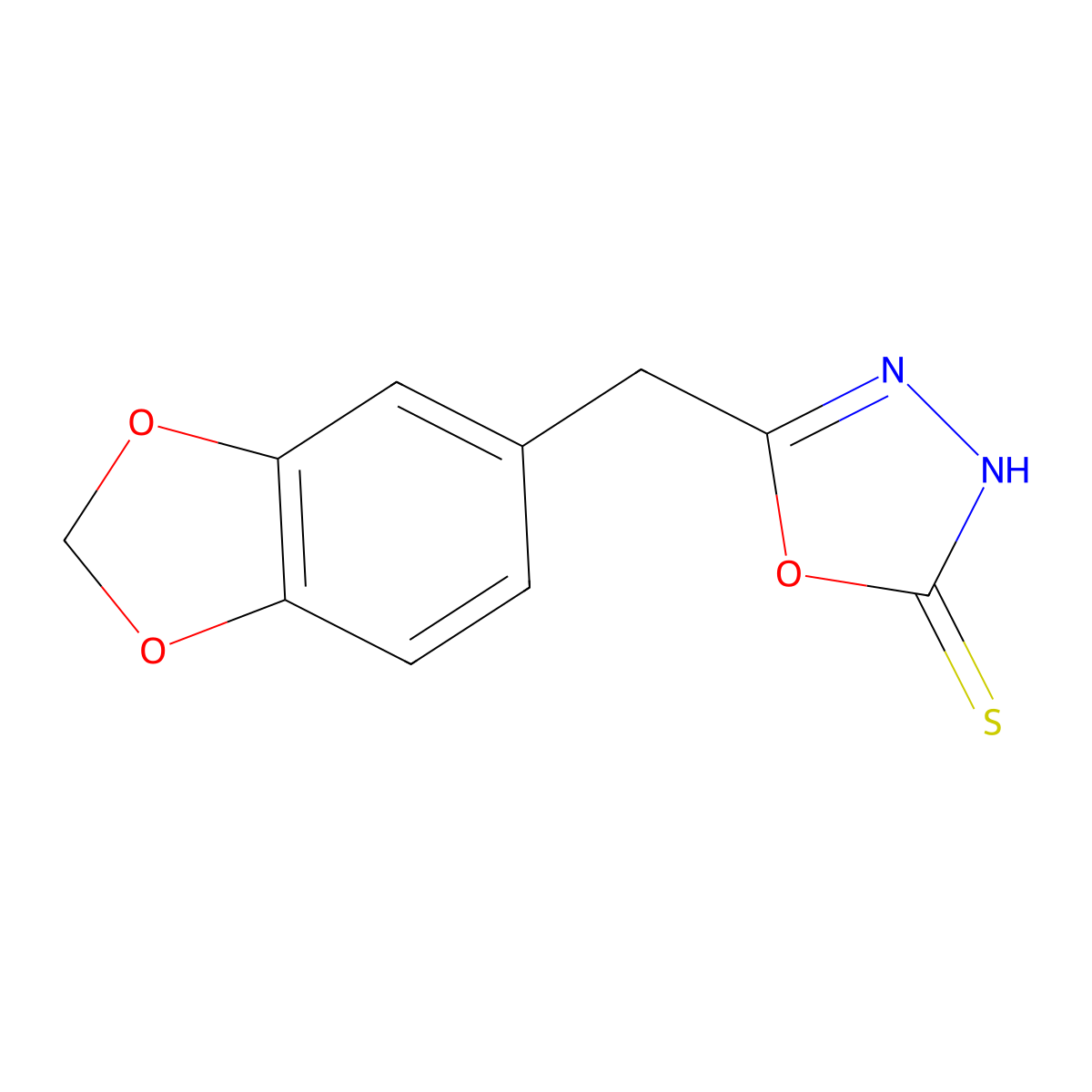 5-(1,3-Benzodioxol-5-ylmethyl)-1,3,4-oxadiazole-2-thiol molecular structure, CAS 14731-89-6