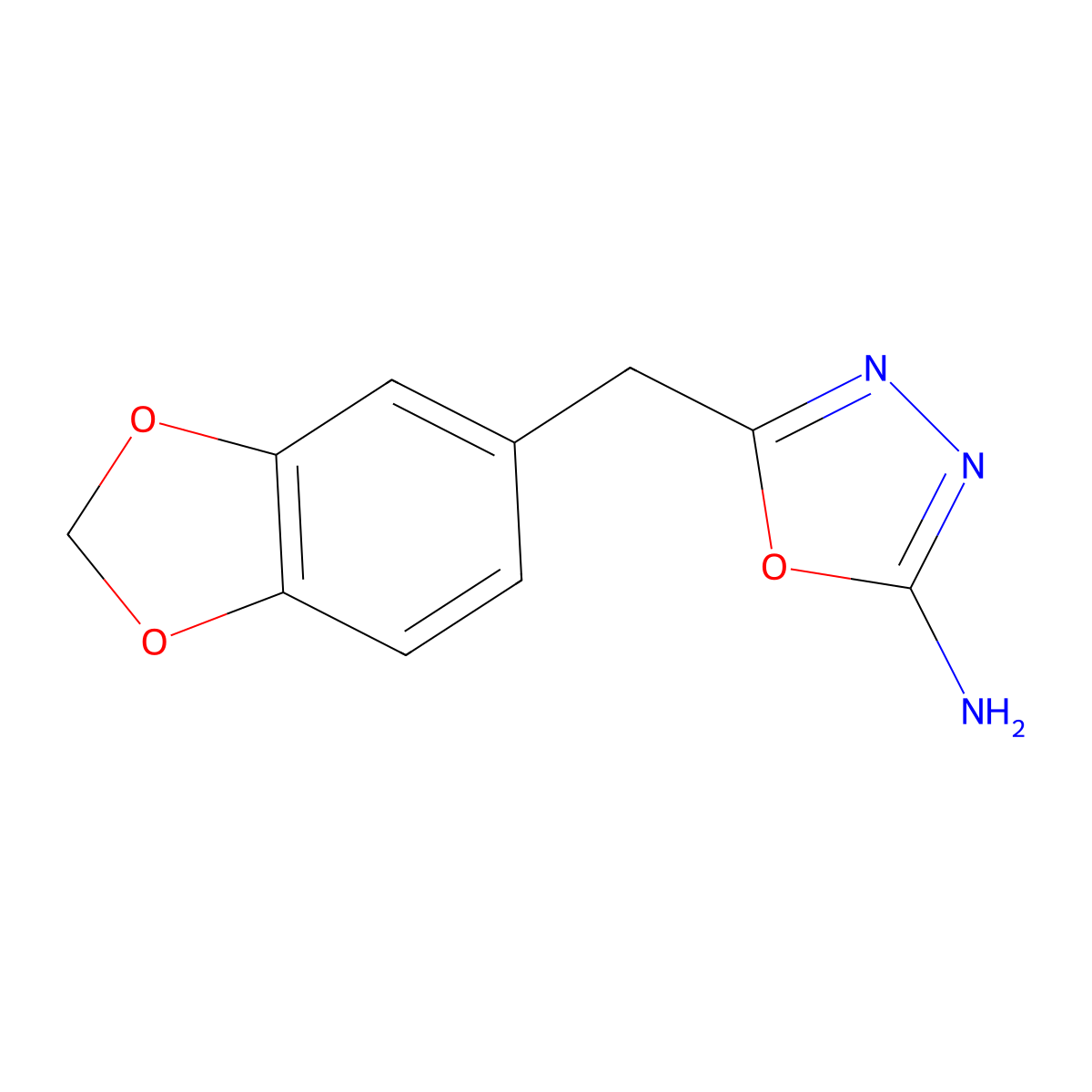 5-(1,3-Benzodioxol-5-ylmethyl)-1,3,4-oxadiazol-2-amine molecular structure, CAS 14731-90-9