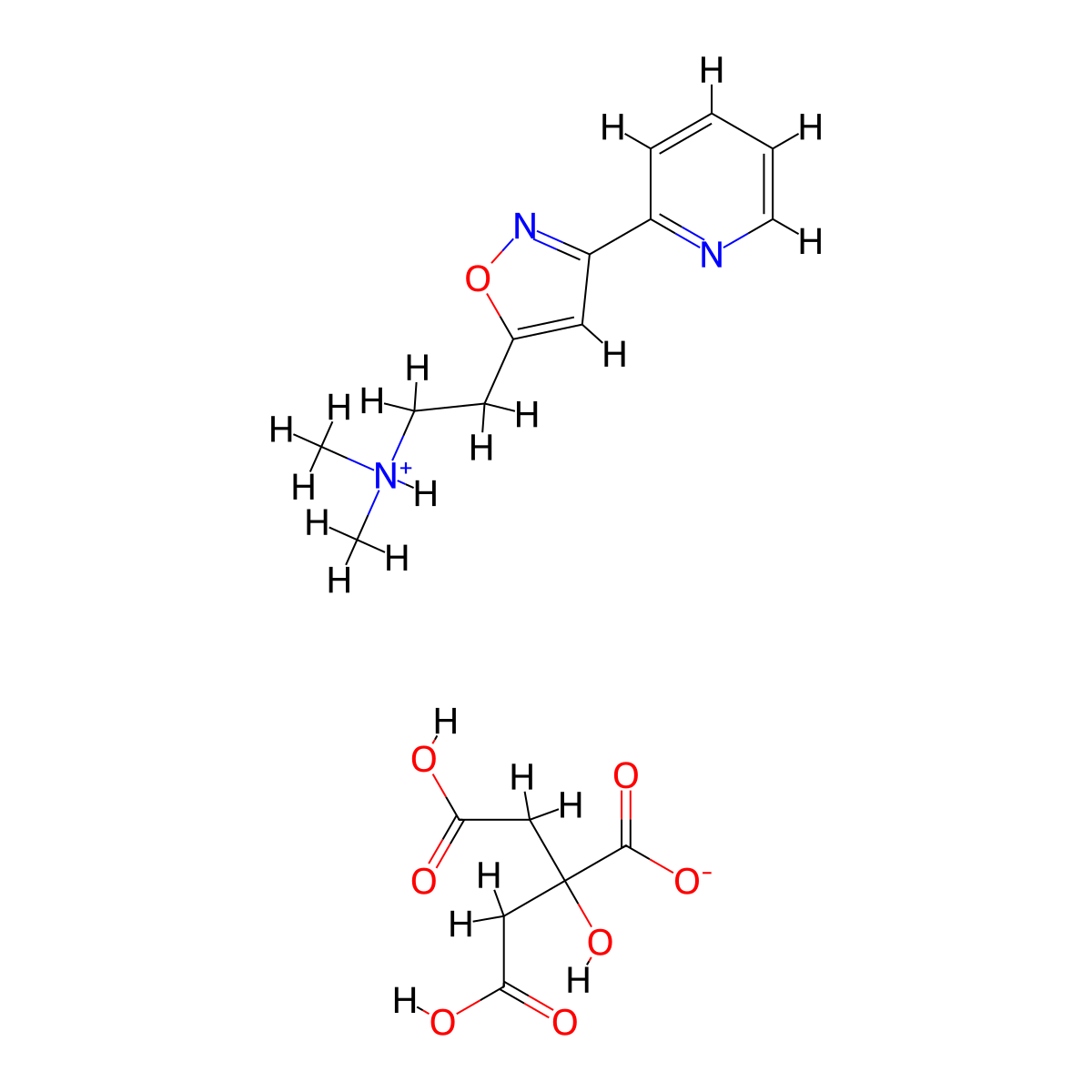 Isoxazole, 5-(2-(dimethylamino)ethyl)-3-(2-pyridyl)-, citrate molecular structure, CAS 14732-53-7