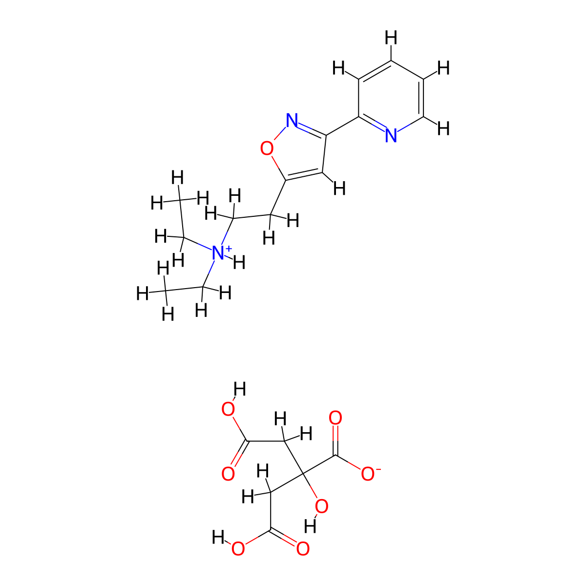 Isoxazole, 5-(2-(diethylamino)ethyl)-3-(2-pyridyl)-, citrate molecular structure, CAS 14732-54-8