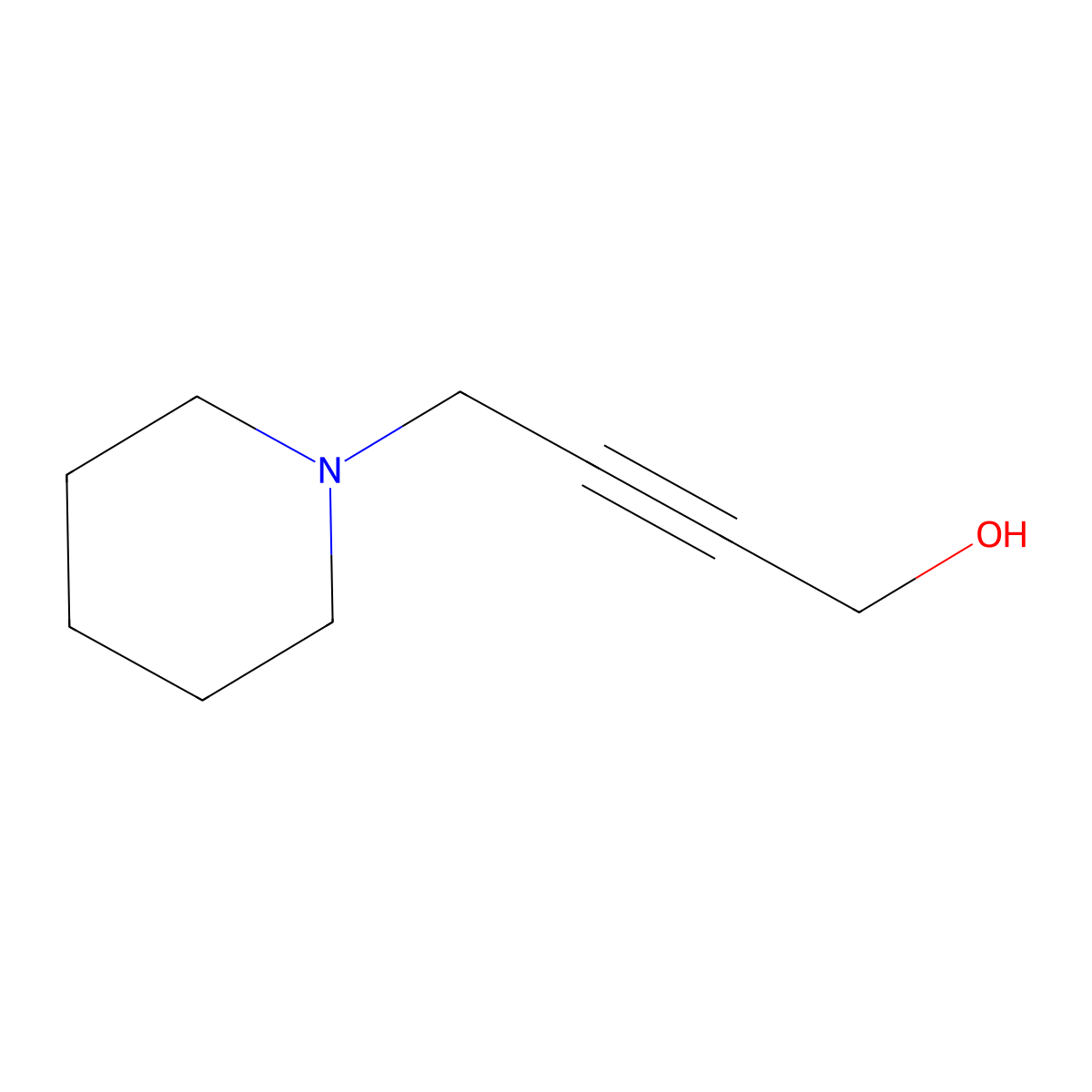 2-Butyn-1-ol, 4-(1-piperidinyl)- molecular structure, CAS 14733-49-4