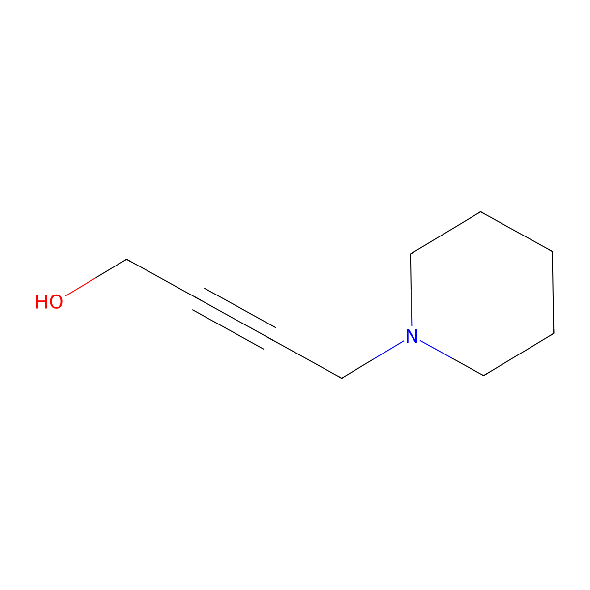 2-Butyn-1-ol, 4-(1-piperidinyl)- molecular structure, CAS 14733-49-4