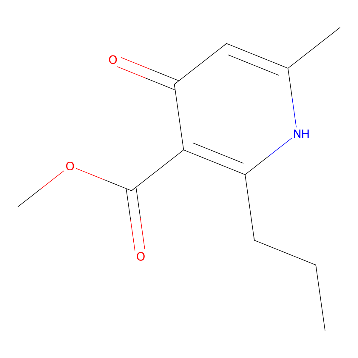 Methyl 6-methyl-4-oxo-2-propyl-1,4-dihydropyridine-3-carboxylate molecular structure, CAS 147330-26-5