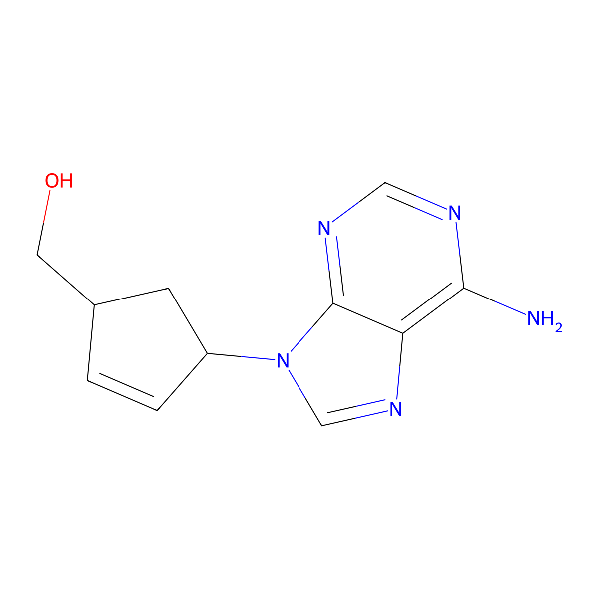 ((1s,4r)-4-(6-Amino-9h-purin-9-yl)cyclopent-2-enyl)methanol molecular structure, CAS 147332-45-4