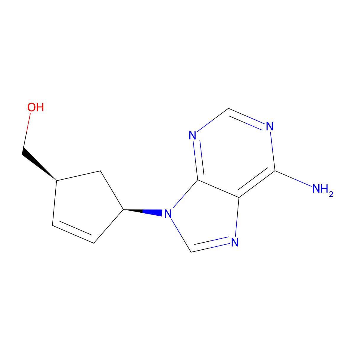 ((1s,4r)-4-(6-Amino-9h-purin-9-yl)cyclopent-2-enyl)methanol molecular structure, CAS 147332-45-4