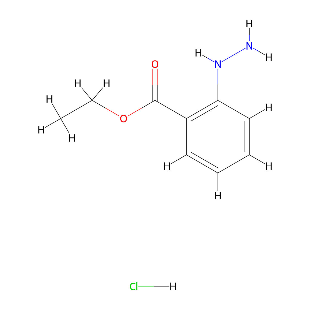 Ethyl 2-hydrazineylbenzoate hydrochloride molecular structure, CAS 147340-73-6