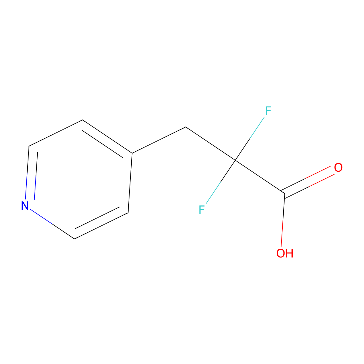 2,2-Difluoro-3-(pyridin-4-yl)propanoic acid molecular structure, CAS 1473446-63-7