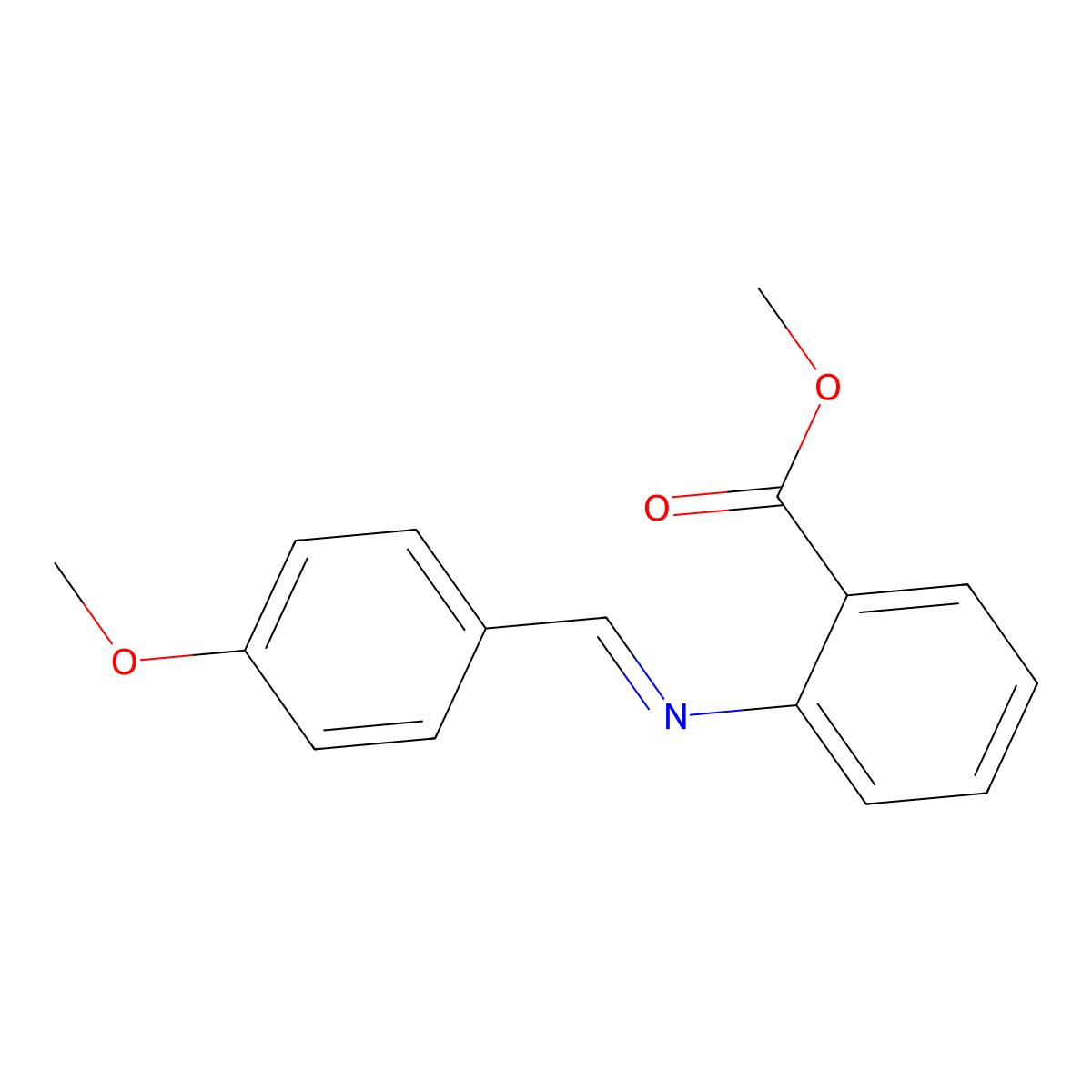 Benzoic acid, 2-(((4-methoxyphenyl)methylene)amino)-, methyl ester molecular structure, CAS 14735-72-9