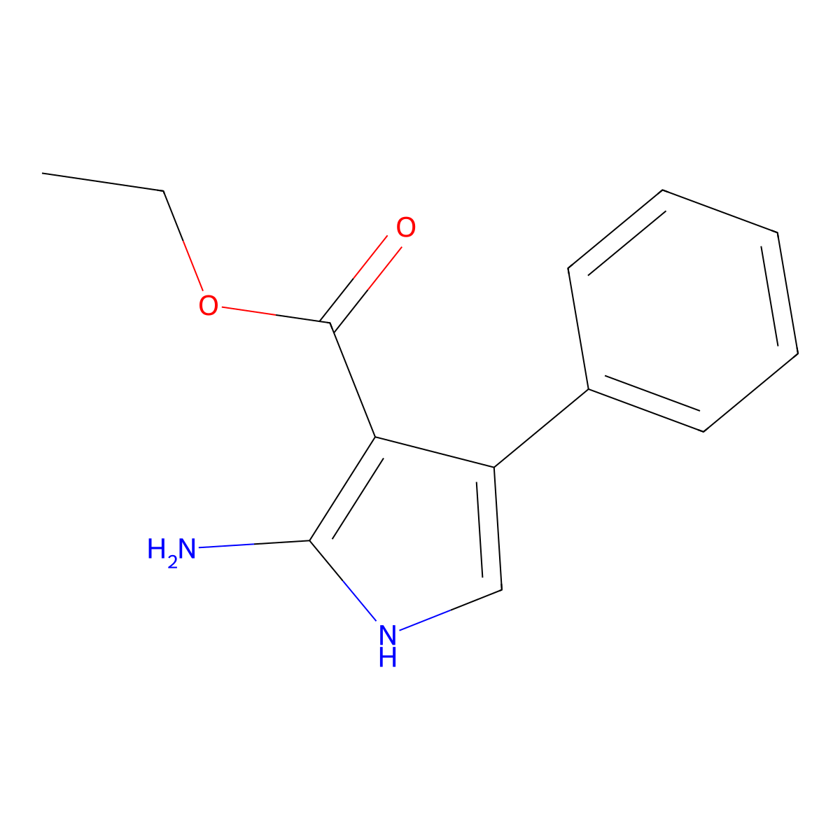 ethyl 2-amino-4-phenyl-1H-pyrrole-3-carboxylate molecular structure, CAS 147353-77-3