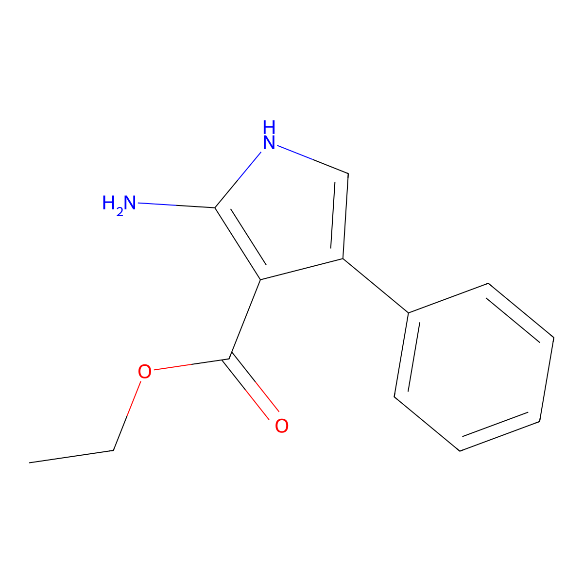 ethyl 2-amino-4-phenyl-1H-pyrrole-3-carboxylate molecular structure, CAS 147353-77-3