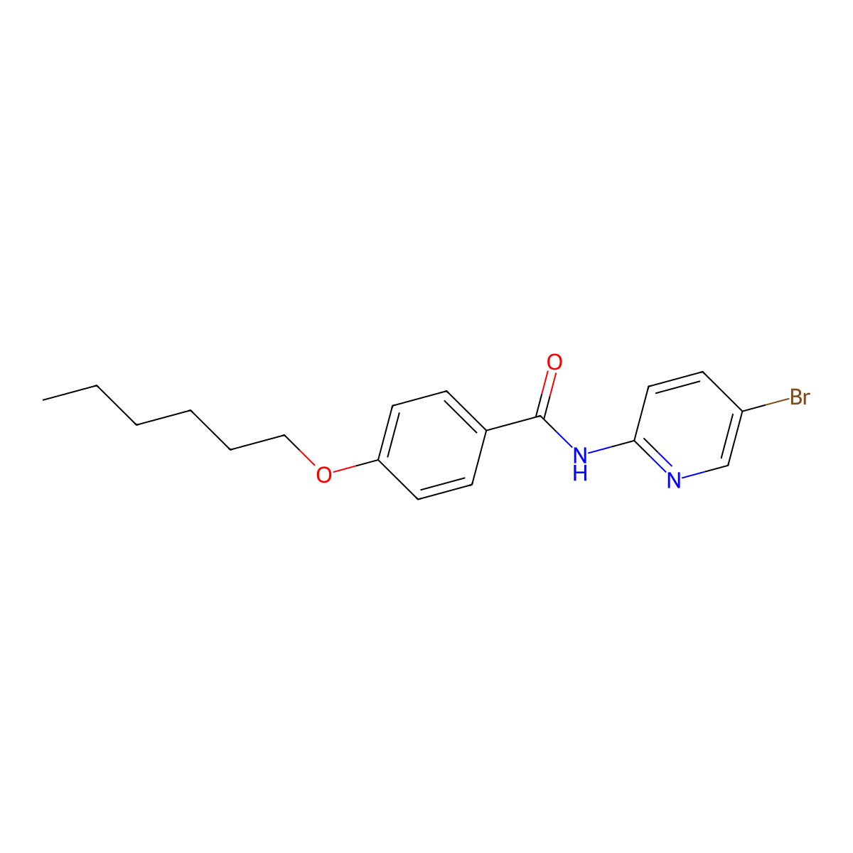 N-(5-bromopyridin-2-yl)-4-(hexyloxy)benzamide molecular structure, CAS 147358-06-3