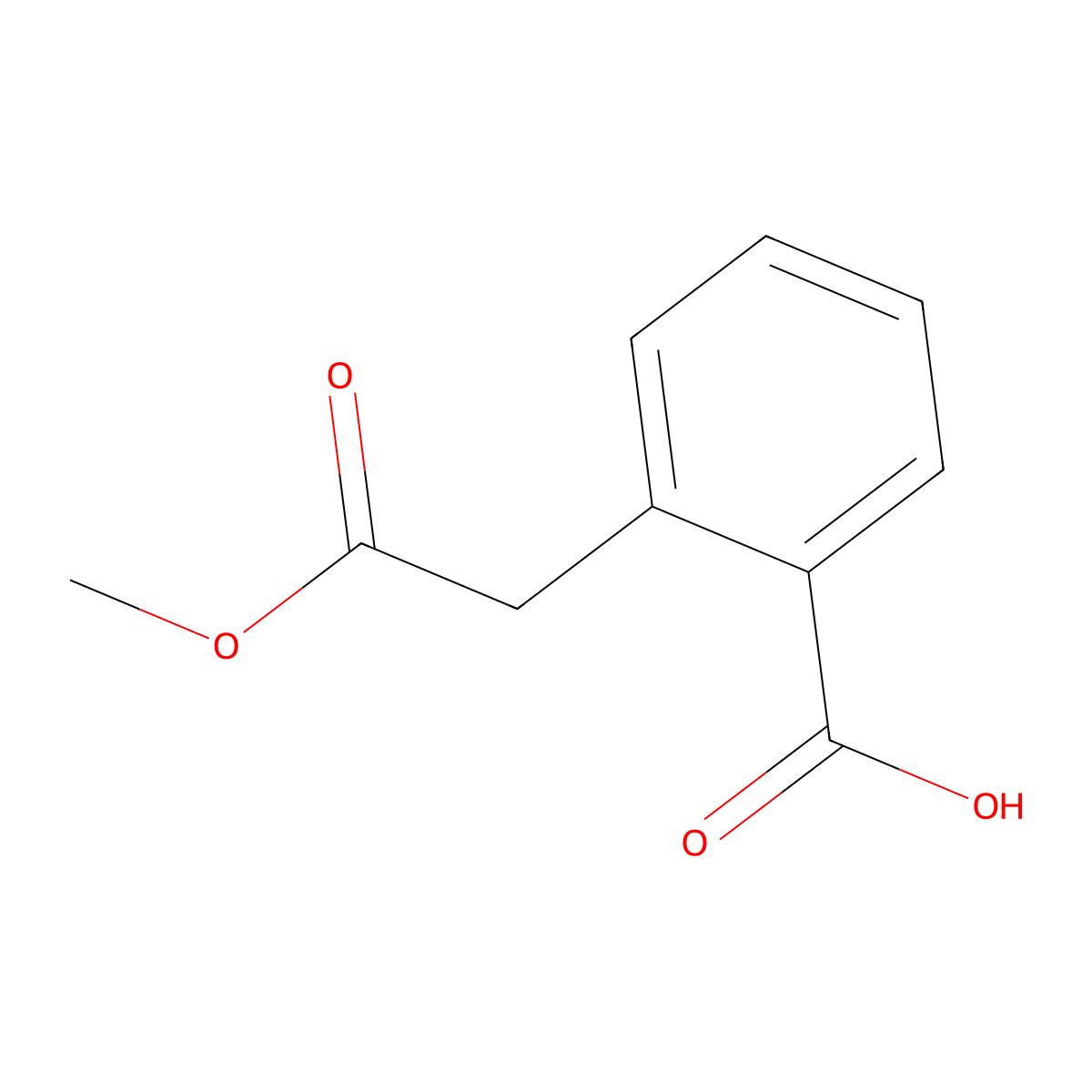 Benzoic acid, 2-(2-methoxy-2-oxoethyl)- molecular structure, CAS 14736-50-6