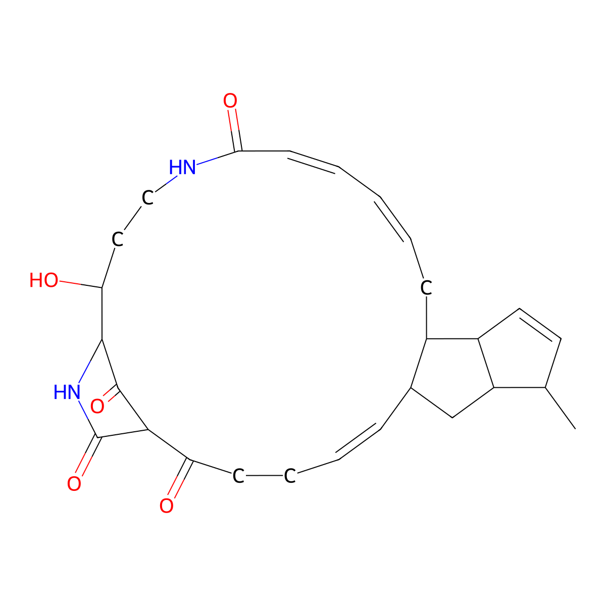 24-Hydroxy-10-methyl-21,26-diazatetracyclo[23.2.1.07,14.09,13]octacosa-5,11,16,18-tetraene-2,20,27,28-tetrone molecular structure, CAS 147362-39-8