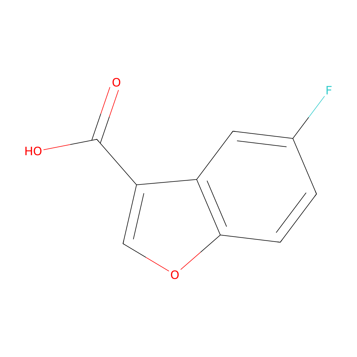 5-Fluoro-1-benzofuran-3-carboxylic acid molecular structure, CAS 147373-09-9