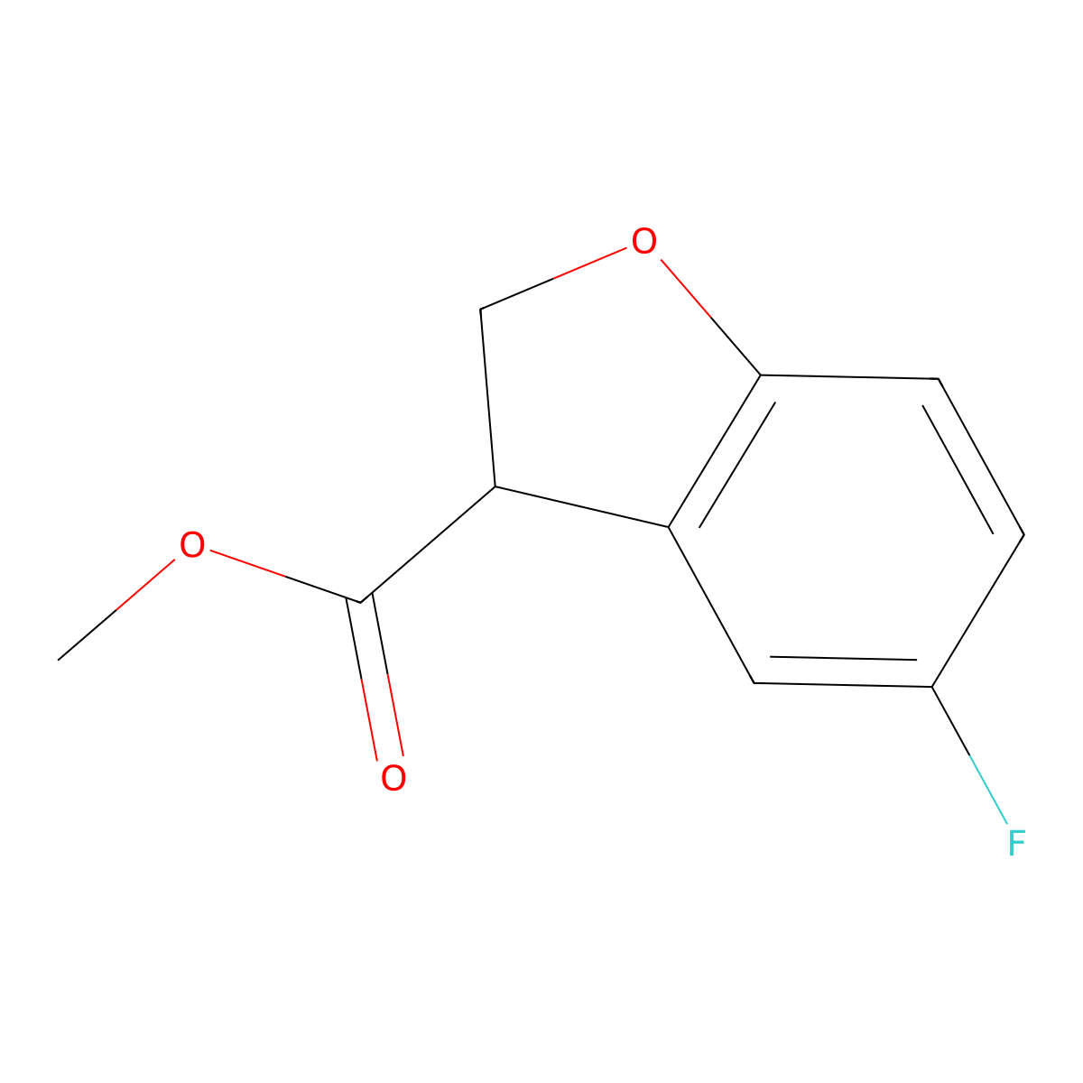 Methyl 5-fluoro-2,3-dihydro-1-benzofuran-3-carboxylate molecular structure, CAS 147373-11-3