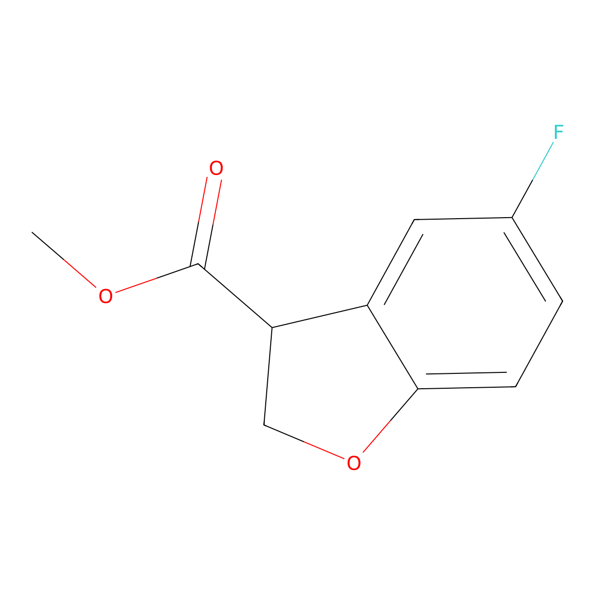 Methyl 5-fluoro-2,3-dihydro-1-benzofuran-3-carboxylate molecular structure, CAS 147373-11-3