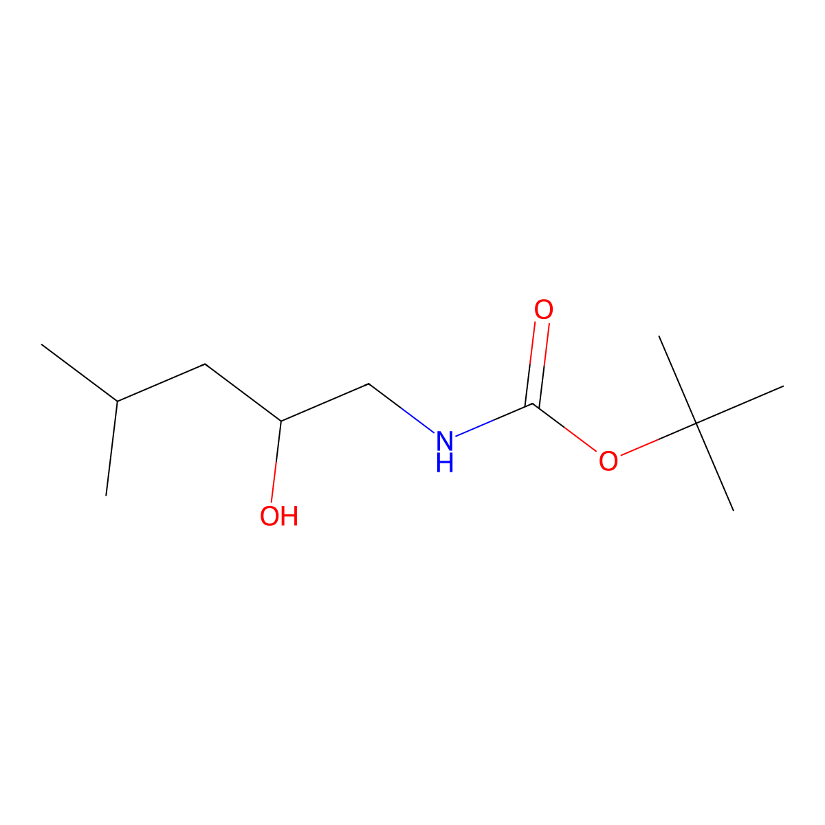 Tert-butyl (2-hydroxy-4-methylpentyl)carbamate molecular structure, CAS 147373-32-8