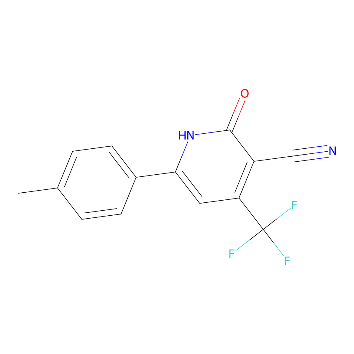 4-(Trifluoromethyl)-1,2-dihydro-2-oxo-6-p-tolylpyridine-3-carbonitrile molecular structure, CAS 147381-60-0