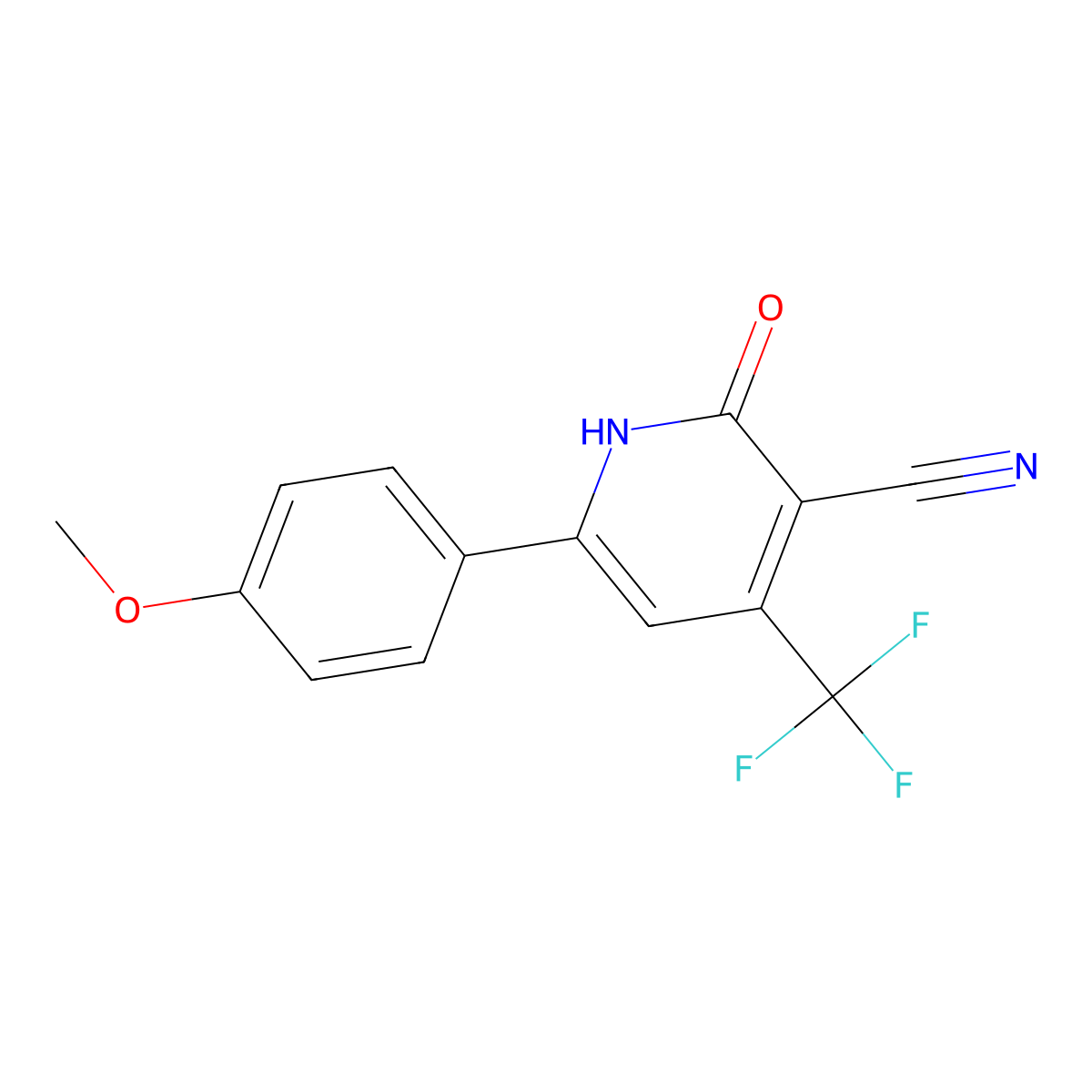 1,2-Dihydro-6-(4-methoxyphenyl)-2-oxo-4-(trifluoromethyl)-3-pyridinecarbonitrile molecular structure, CAS 147381-61-1