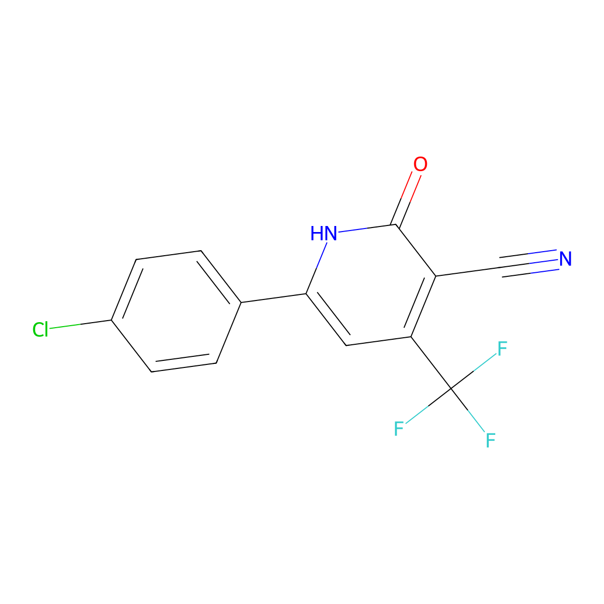 6-(4-Chlorophenyl)-2-oxo-4-(trifluoromethyl)-1,2-dihydro-3-pyridinecarbonitrile molecular structure, CAS 147381-62-2