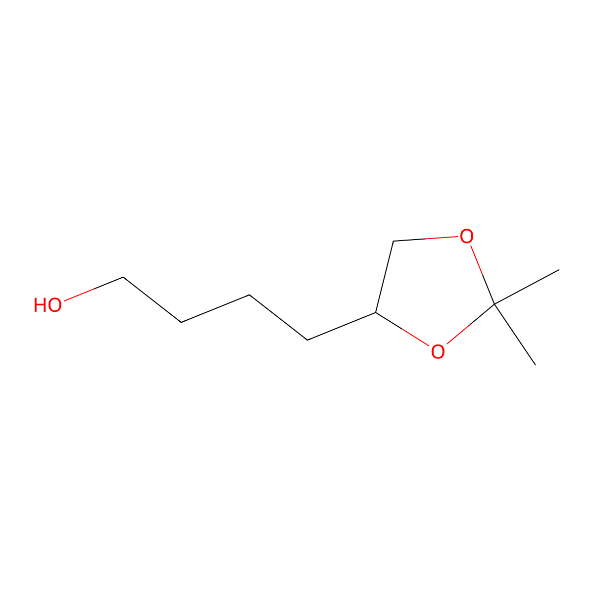 4-(2,2-Dimethyl-1,3-dioxolan-4-yl)butan-1-ol molecular structure, CAS 14739-10-7