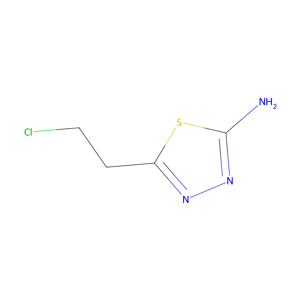 5-(2-Chloroethyl)-1,3,4-thiadiazol-2-amine molecular structure, CAS 147397-31-7