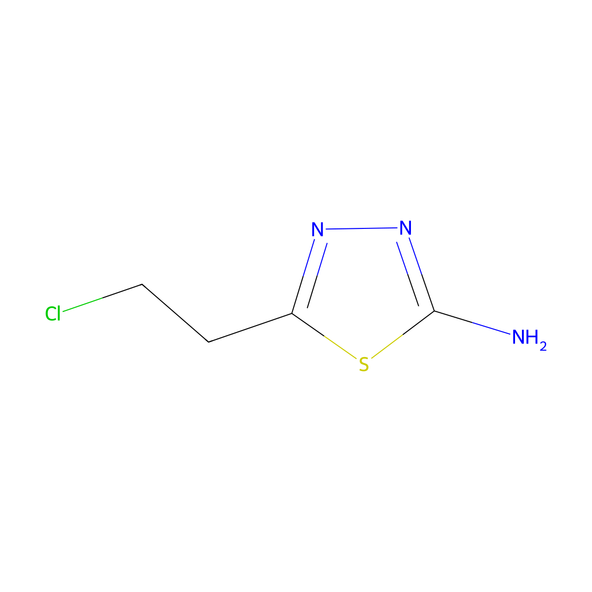 5-(2-Chloroethyl)-1,3,4-thiadiazol-2-amine molecular structure, CAS 147397-31-7