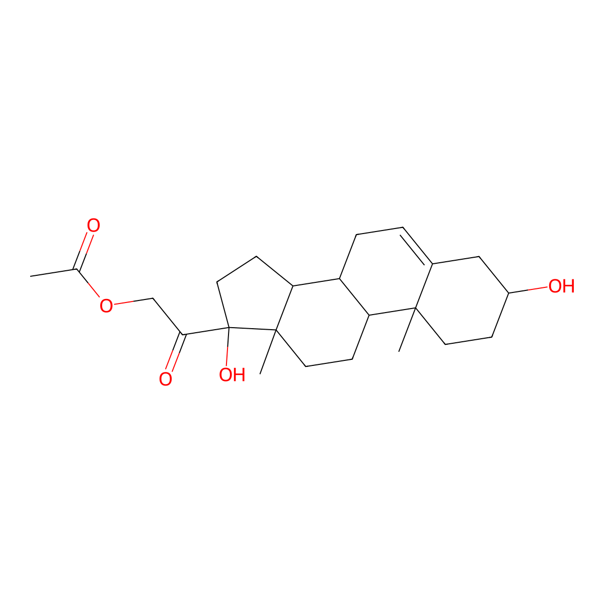 3-beta,17-alpha,21-Trihydroxypregn-5-en-20-one 21-acetate molecular structure, CAS 1474-10-8