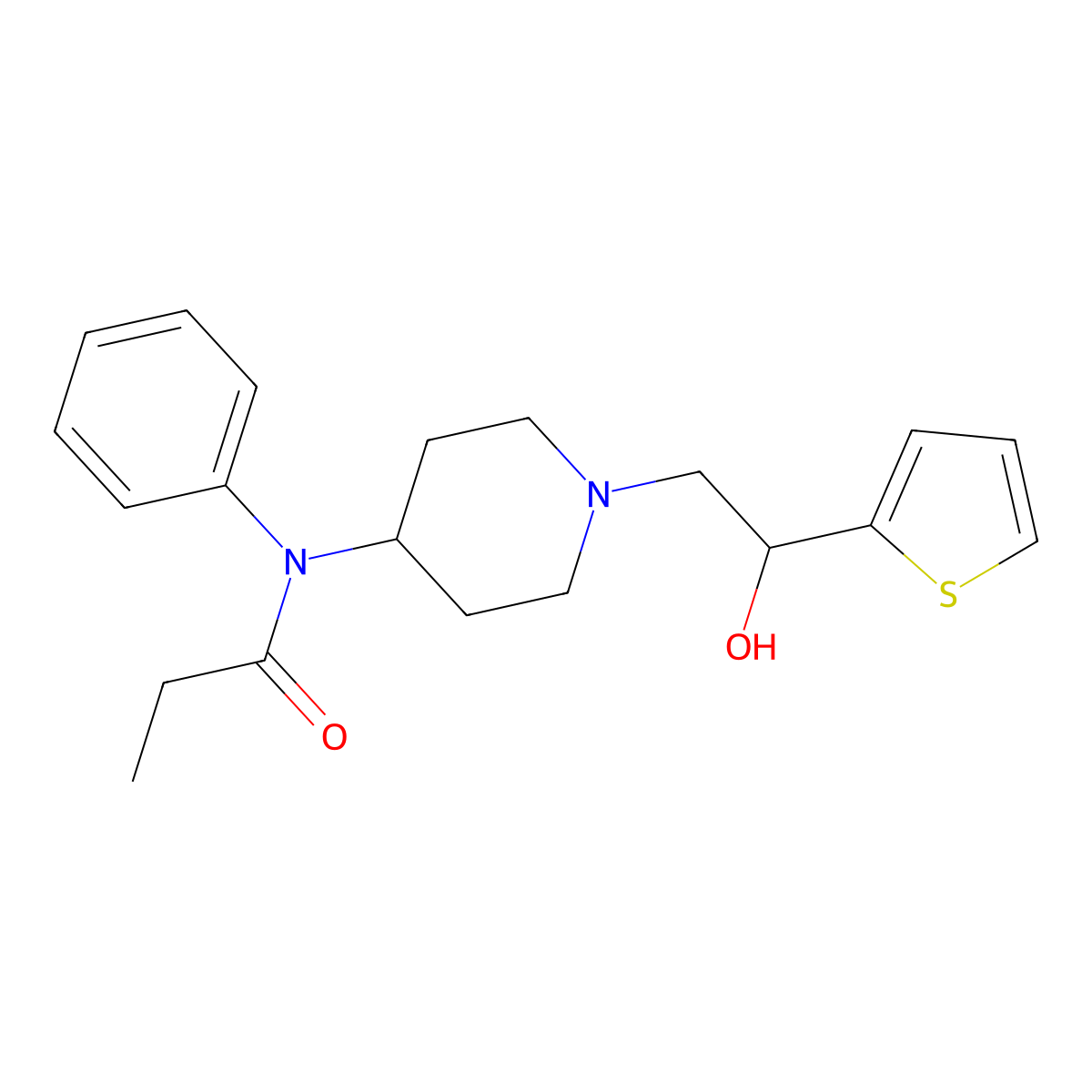 beta-Hydroxythiofentanyl molecular structure, CAS 1474-34-6