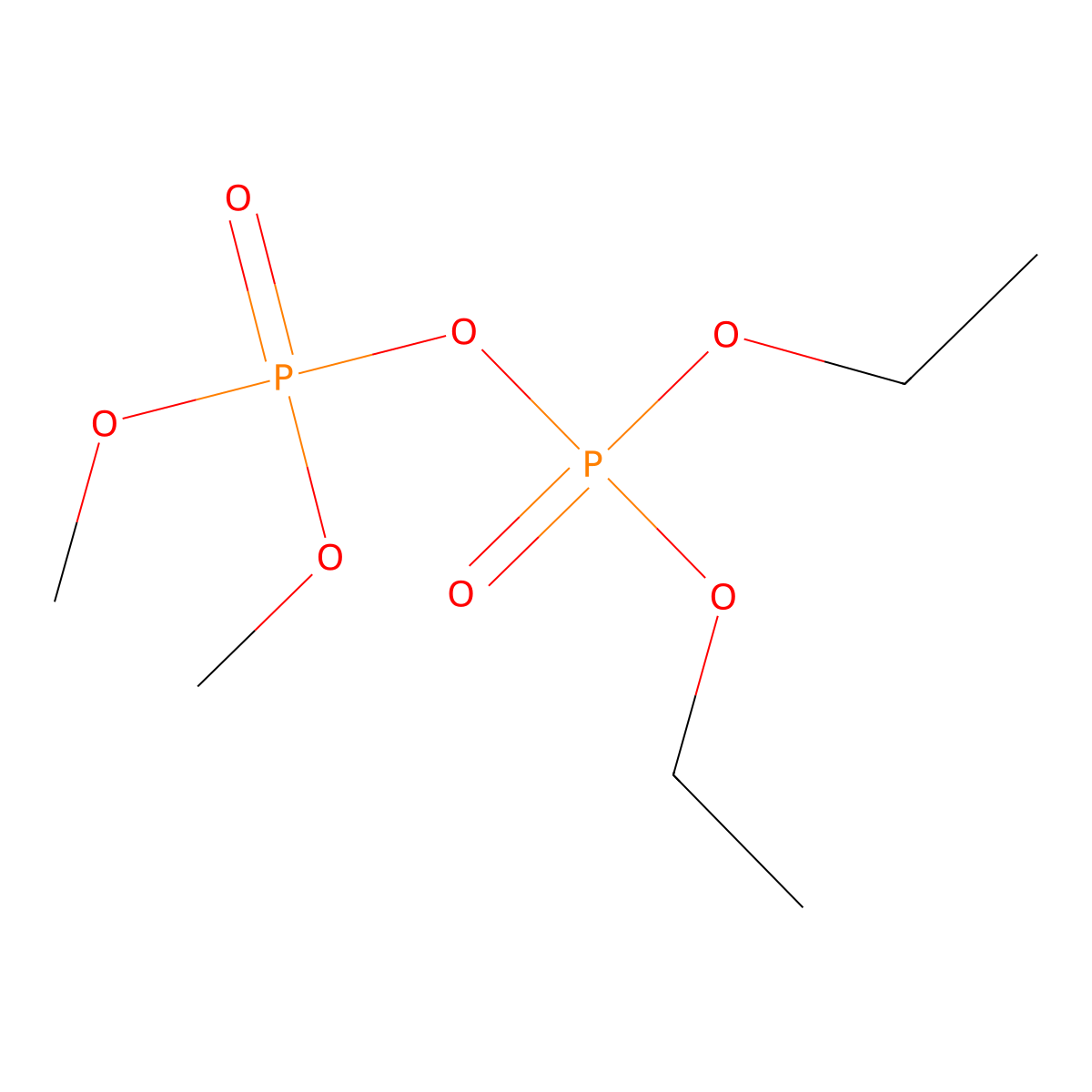 Diphosphoric acid, P,P-diethyl P',P'-dimethyl ester molecular structure, CAS 1474-74-4