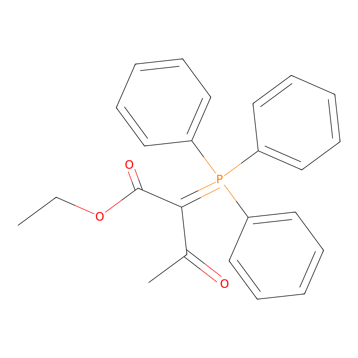 Ethyl 3-oxo-2-(triphenylphosphoranylidene)butanoate molecular structure, CAS 1474-92-6
