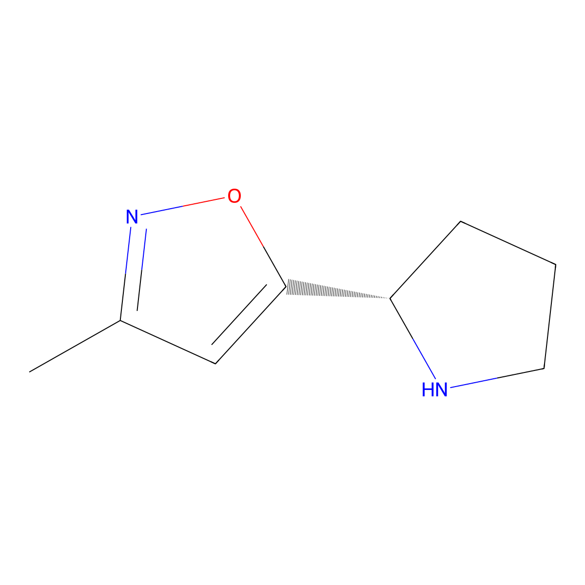 (S)-3-Methyl-5-(pyrrolidin-2-yl)isoxazole molecular structure, CAS 147402-52-6