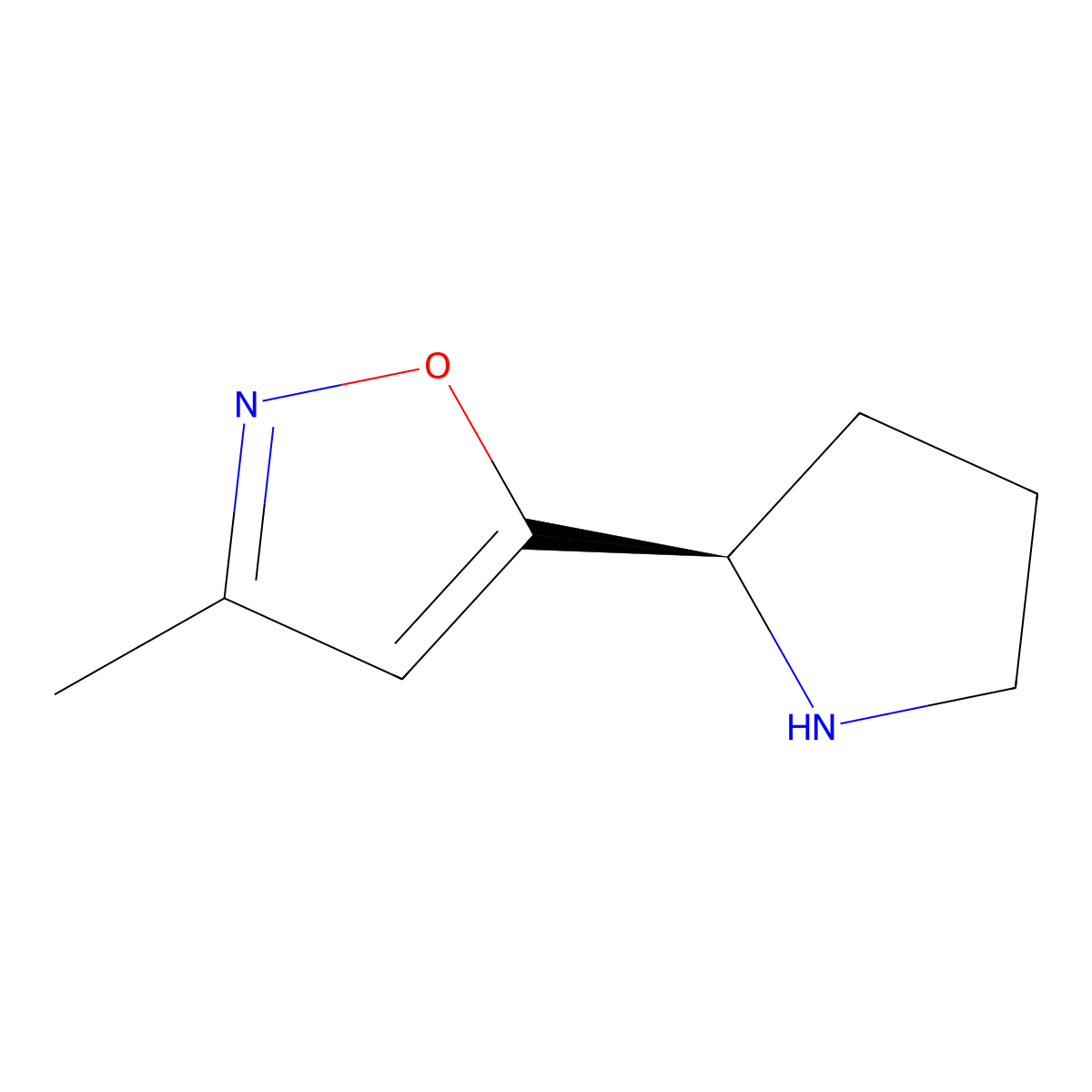 (R)-3-Methyl-5-(pyrrolidin-2-yl)isoxazole molecular structure, CAS 147402-72-0