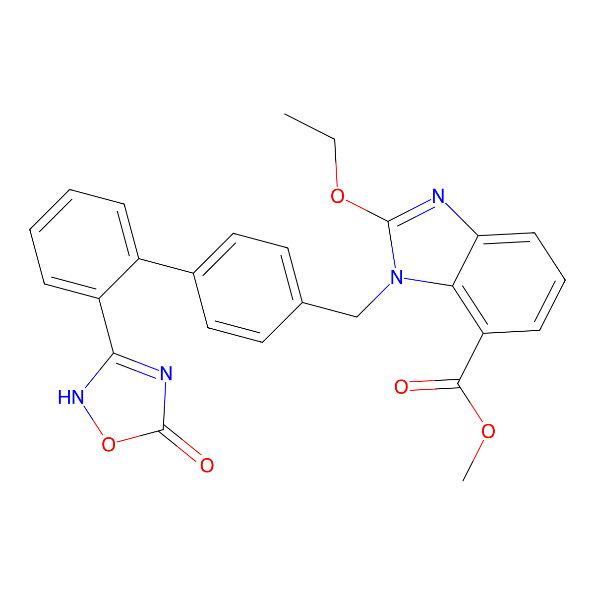 methyl 2-ethoxy-3-[[4-[2-(5-oxo-2H-1,2,4-oxadiazol-3-yl)phenyl]phenyl]methyl]benzimidazole-4-carboxylate molecular structure, CAS 147403-52-9